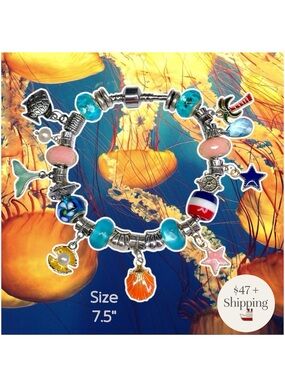 Custom Ocean Beach theme charm bracelet 💗